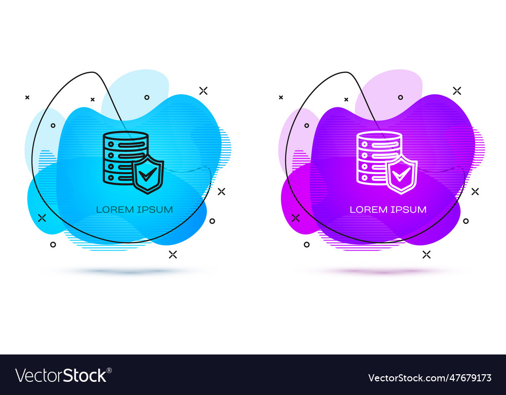 Line server with shield icon isolated on white
