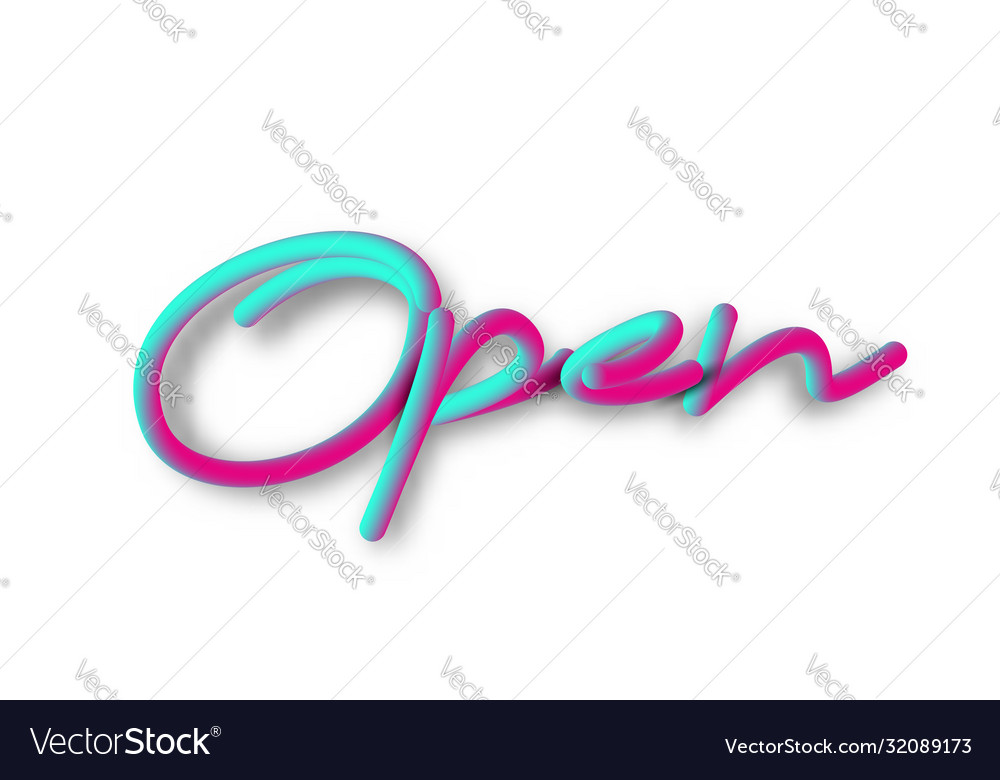 Open calligraphic 3d pipe style text design
