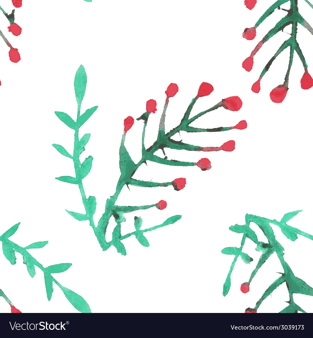 Seamless pattern with watercolor rowan