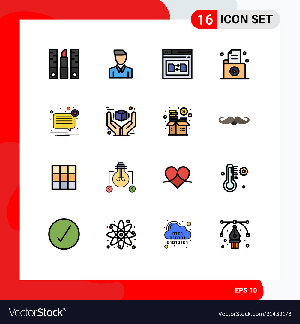 Set 16 flat color filled lines on grid