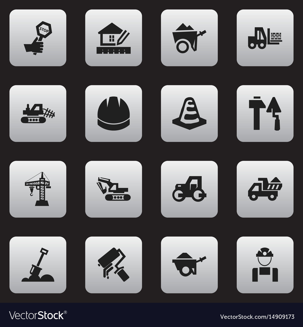Set of 16 editable building icons includes