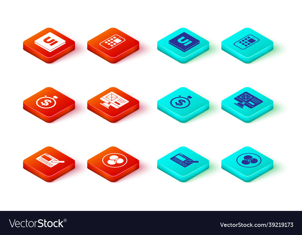 Set ui or ux design rgb and cmyk color mixing vector image Set ui or ux design rgb and cmyk color mixing