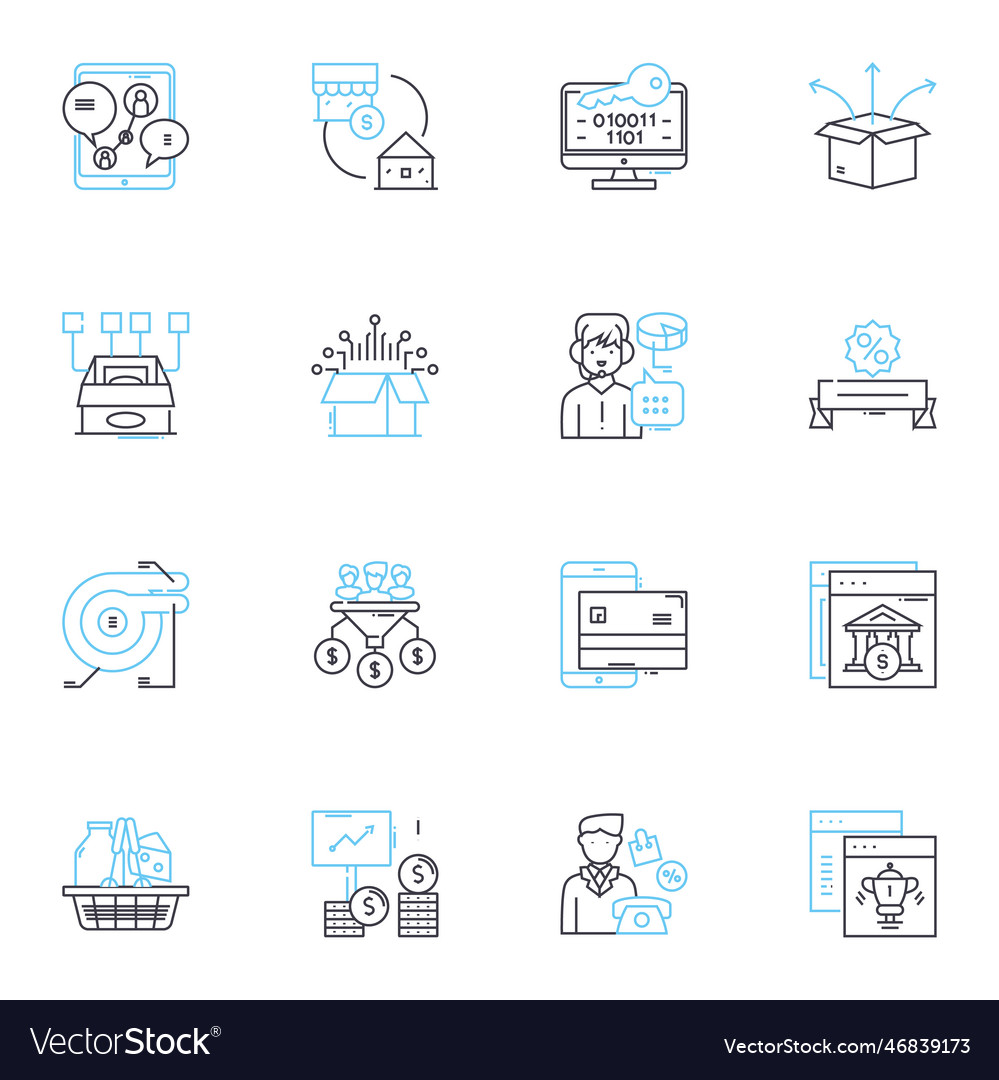 Web advertising linear icons set ppc display