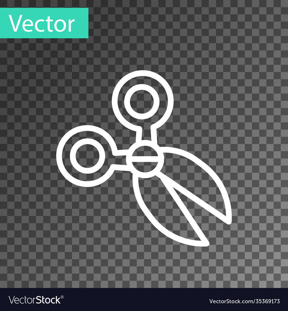 White line scissors icon isolated on transparent