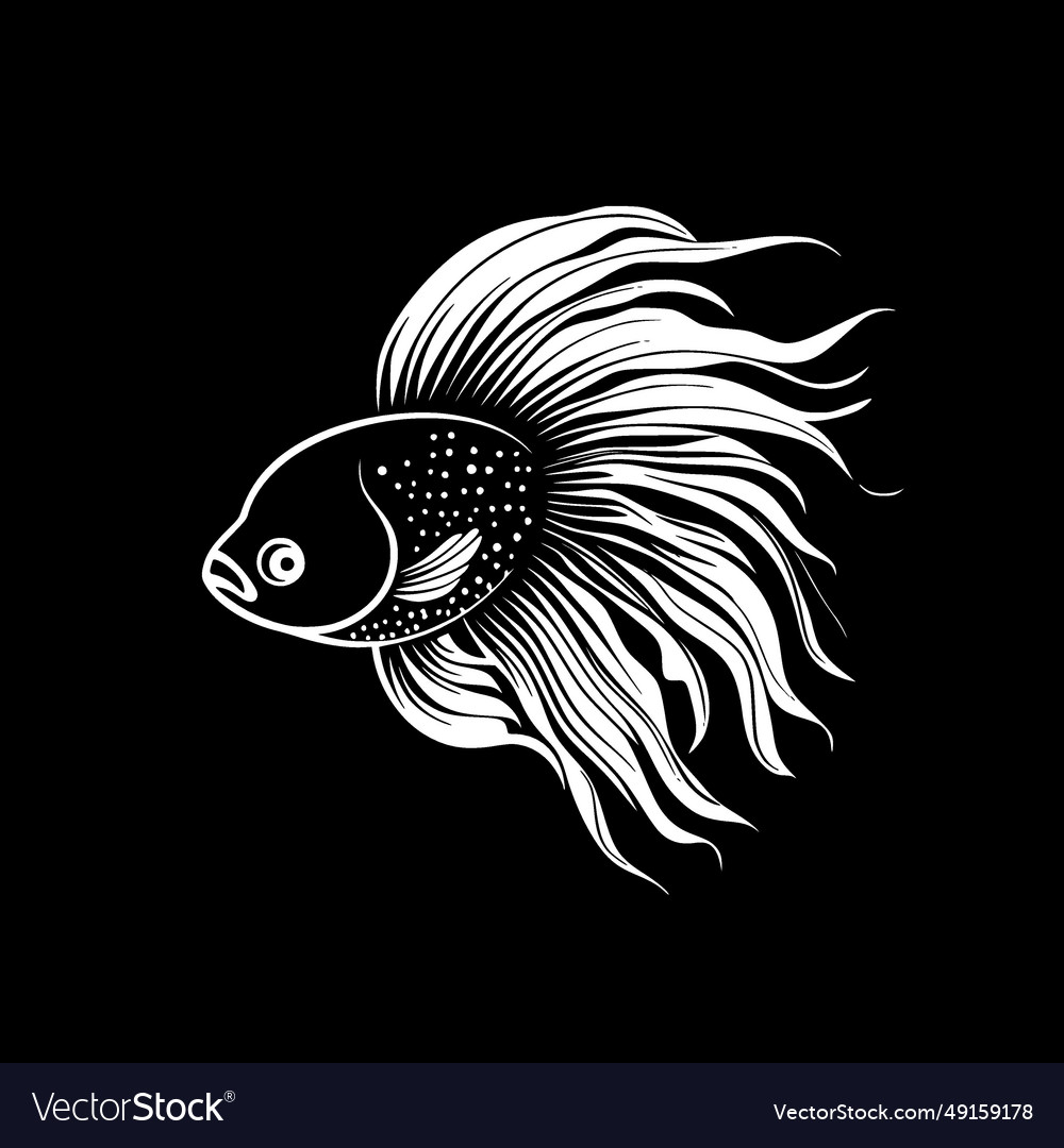 Beta fish - black and white isolated icon