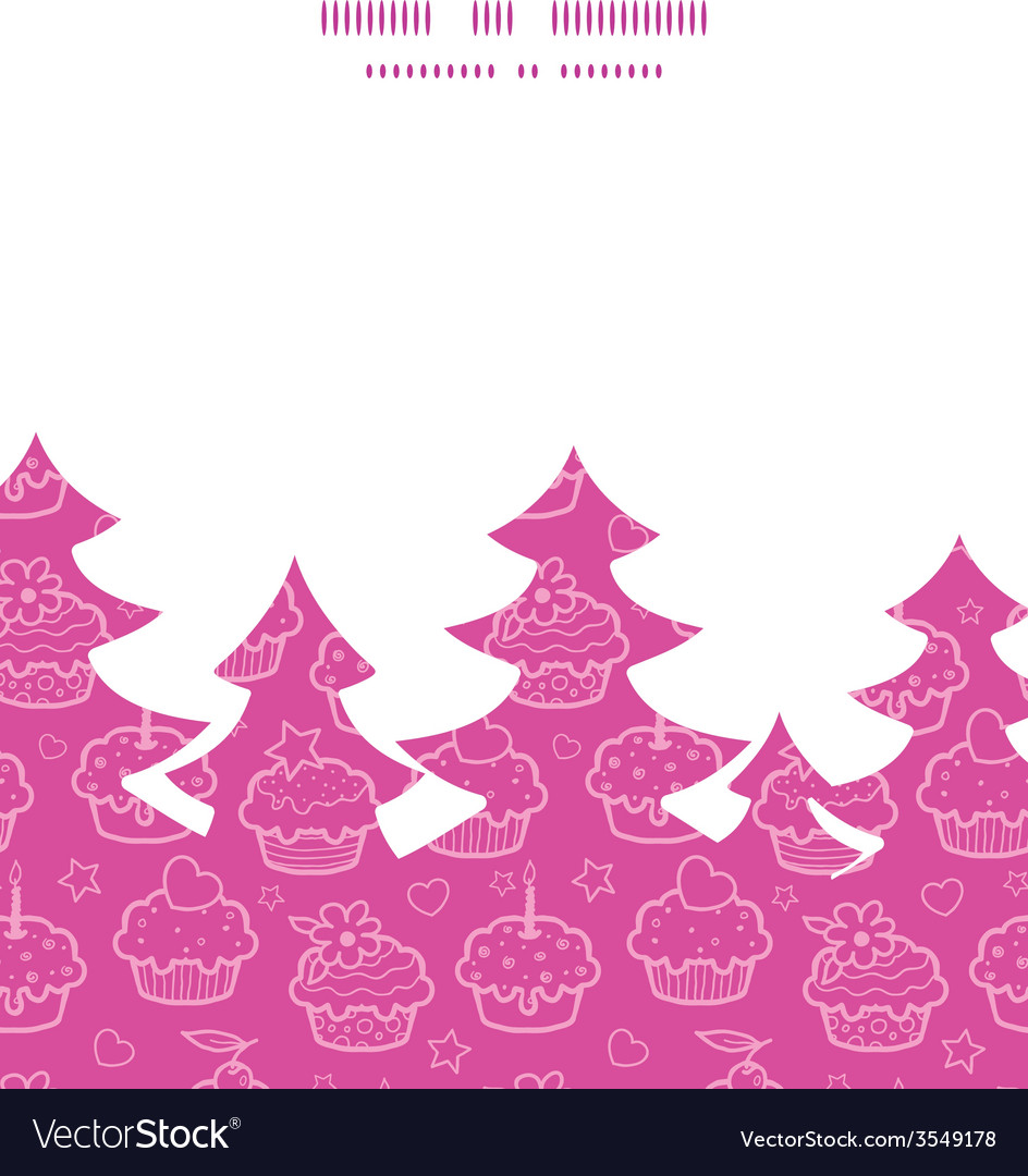 Colorful cupcake party christmas tree silhouette