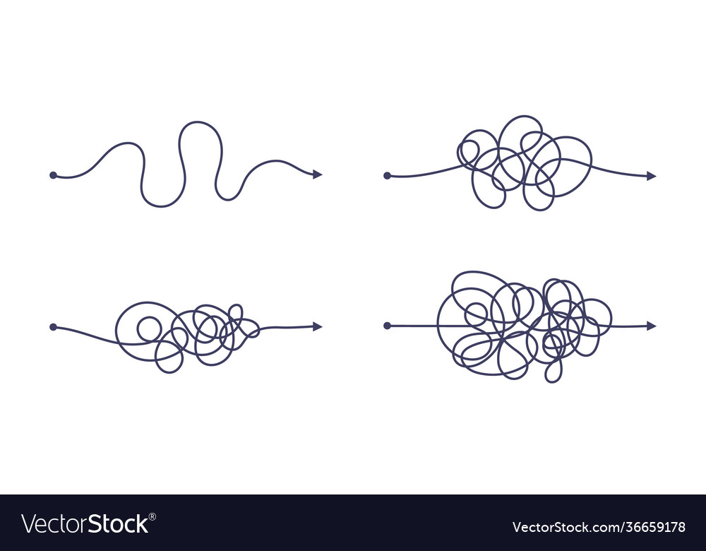 Complex and easy simple way from start to end vector image Complex and easy simple way from start to end