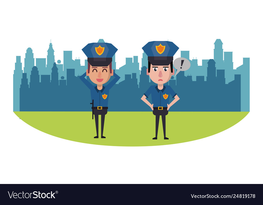 Cops in city Royalty Free Vector Image - VectorStock