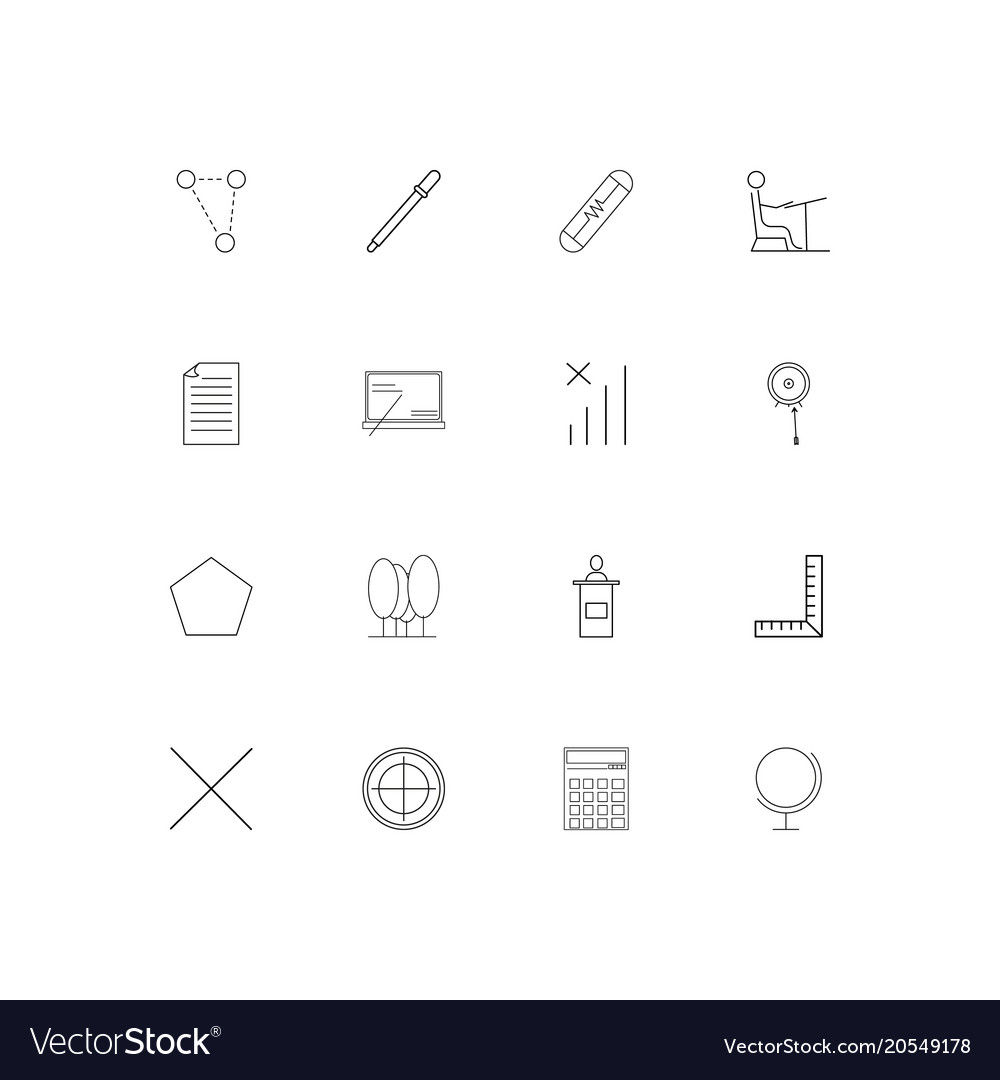 Education and science simple linear icons set