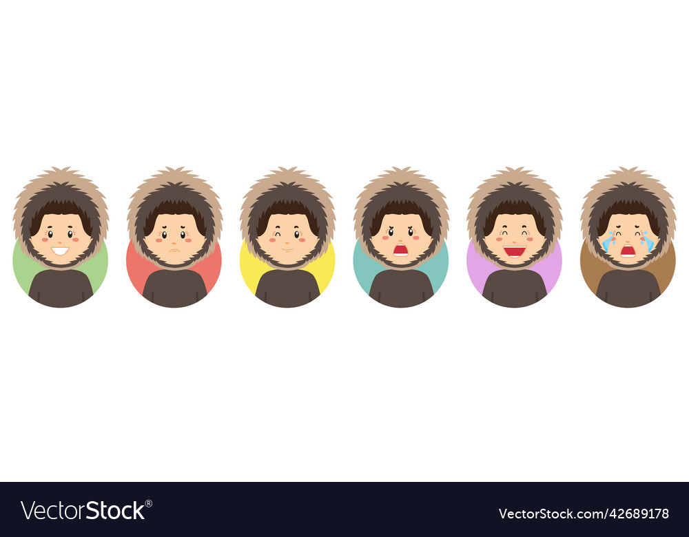 Eskimo avatar with various expression vector image Eskimo avatar with various expression