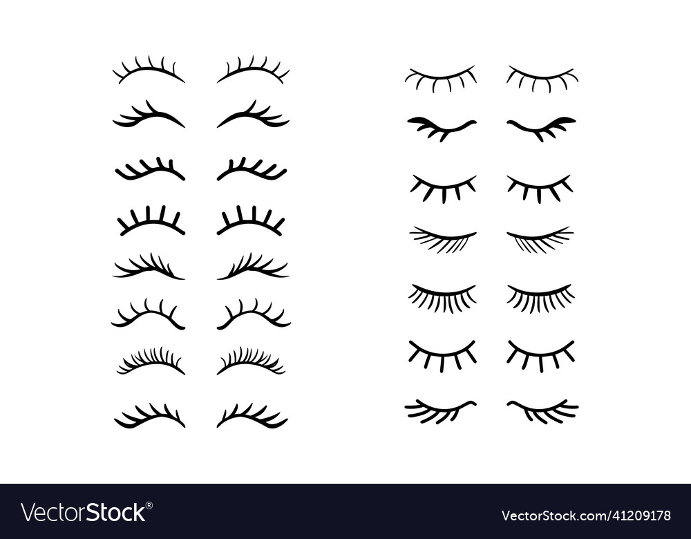 Eyelashes for girls simple set drawn Royalty Free Vector