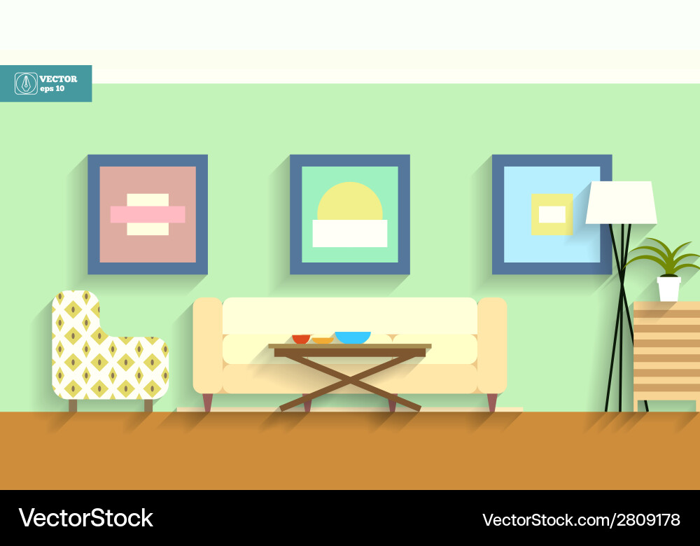Flat interior room Royalty Free Vector Image - VectorStock