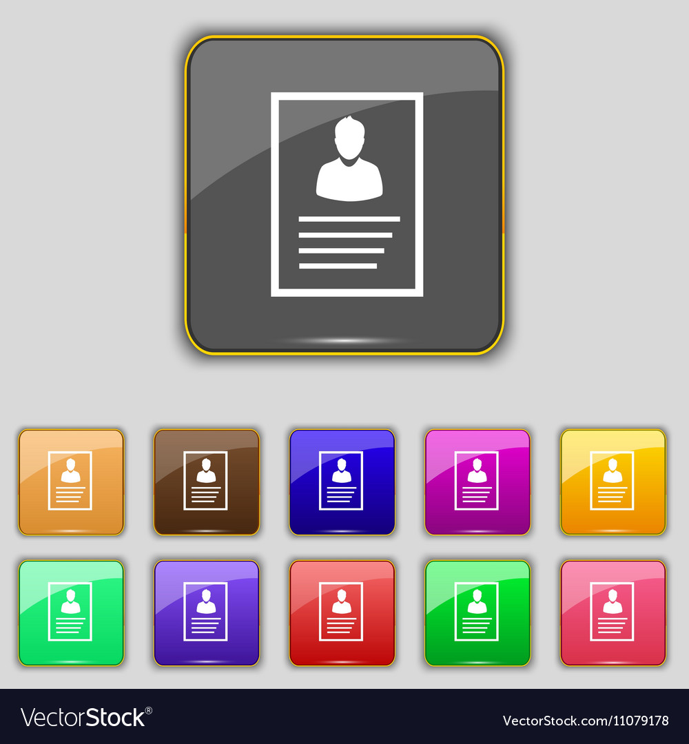 Form icon sign set with eleven colored buttons