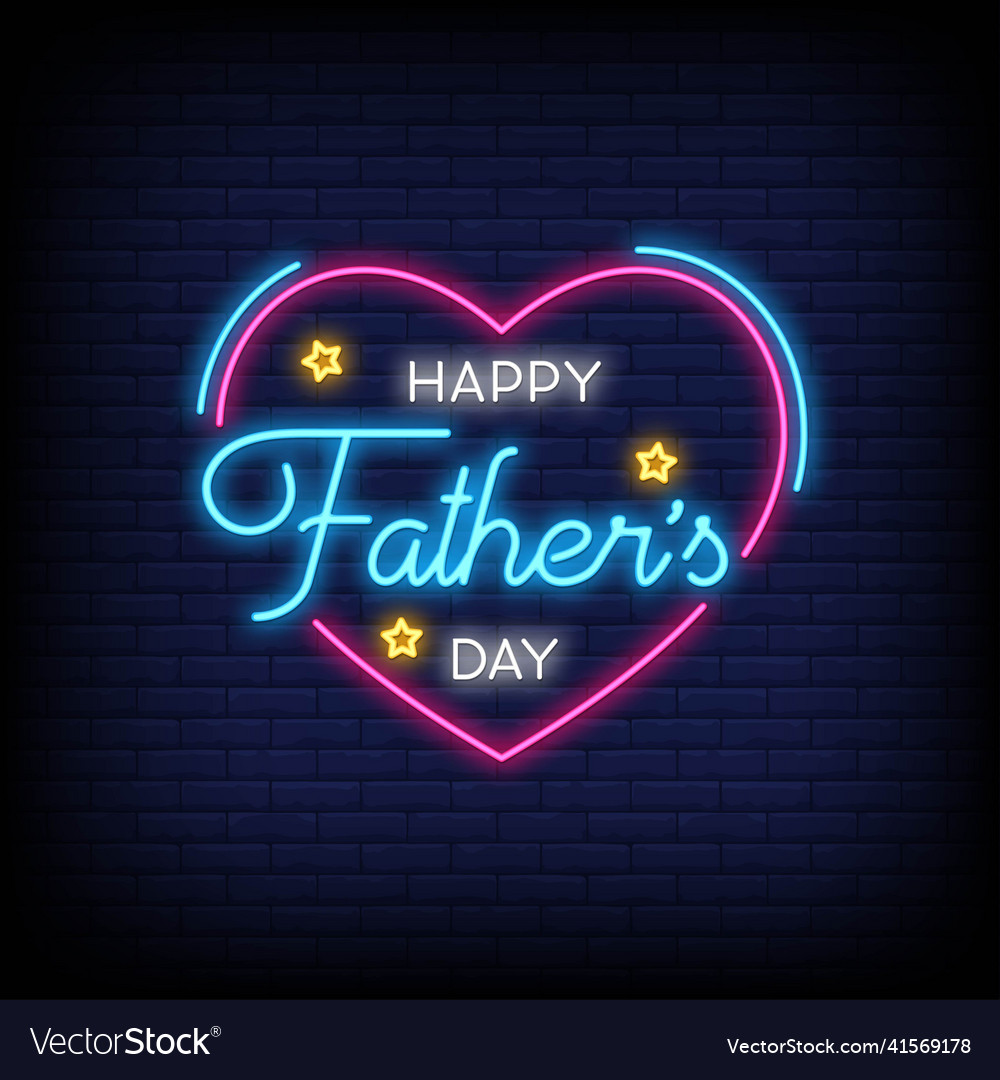 Happy father day neon signs style text Royalty Free Vector