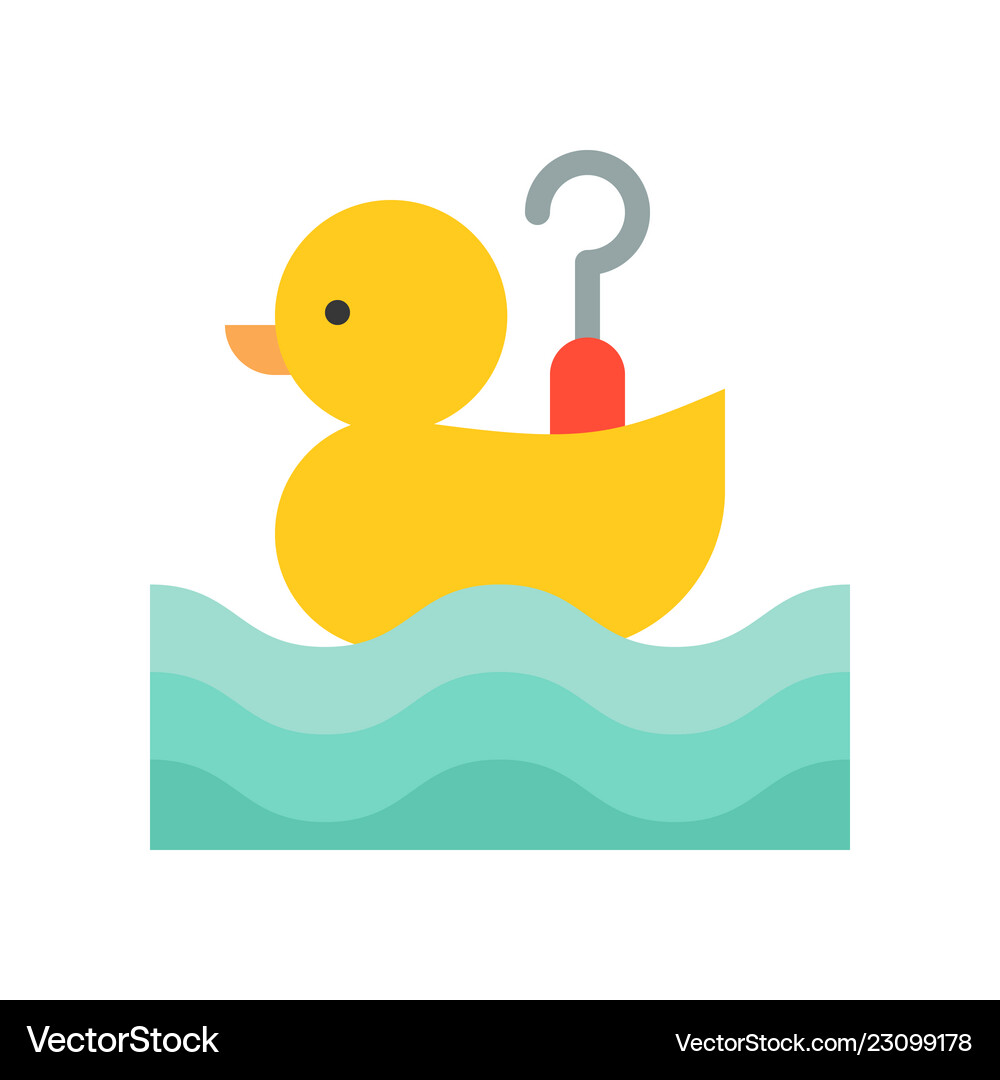 Hook a duck icon amusement park related flat style