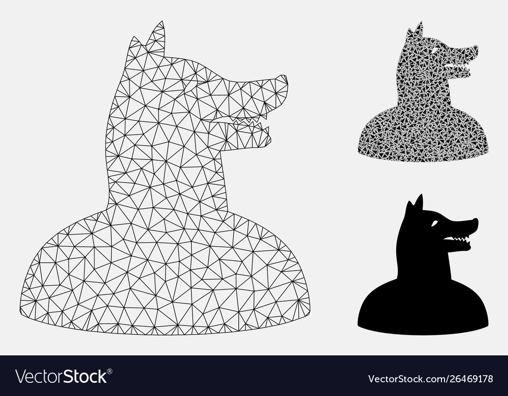 Man dog mesh network model and triangle vector image Man dog mesh network model and triangle