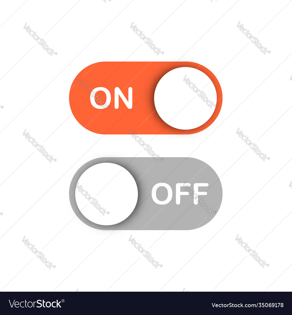 On and off toggle switch buttons icon for app