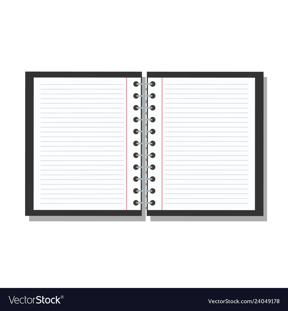 Open notebook isolated on background