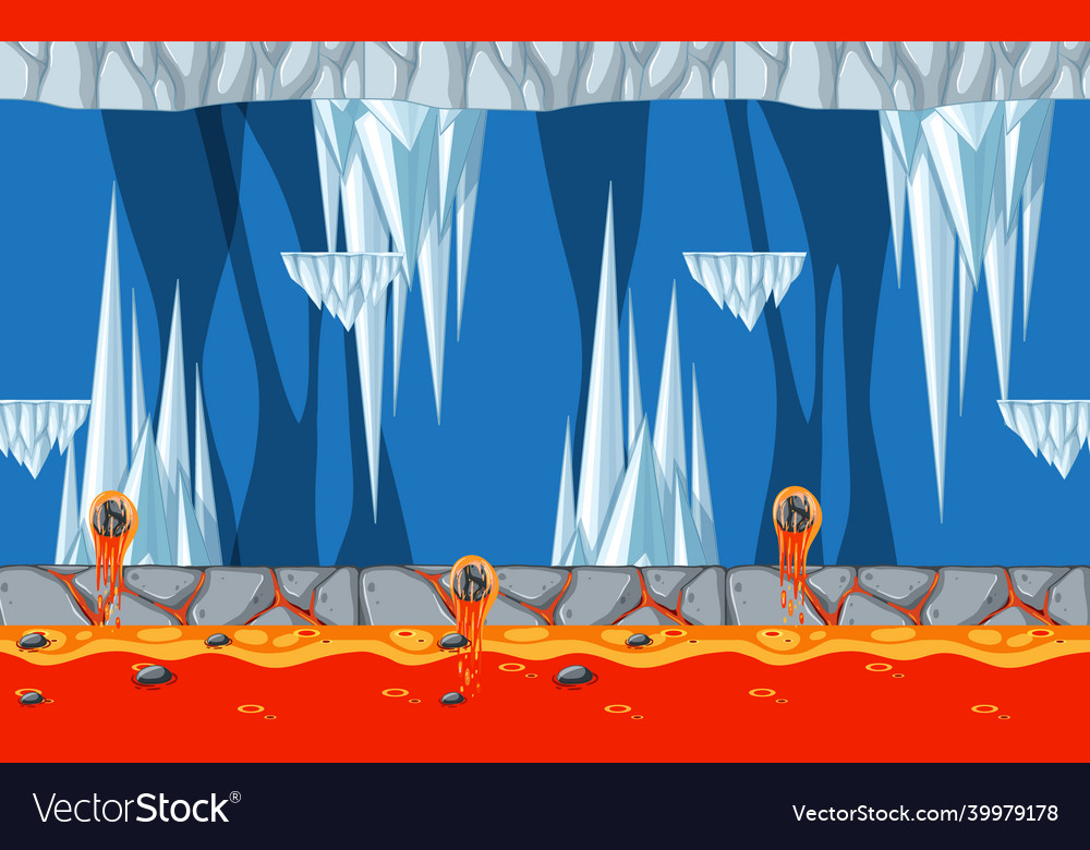 Platformer game template with ice cave vector image Platformer game template with ice cave