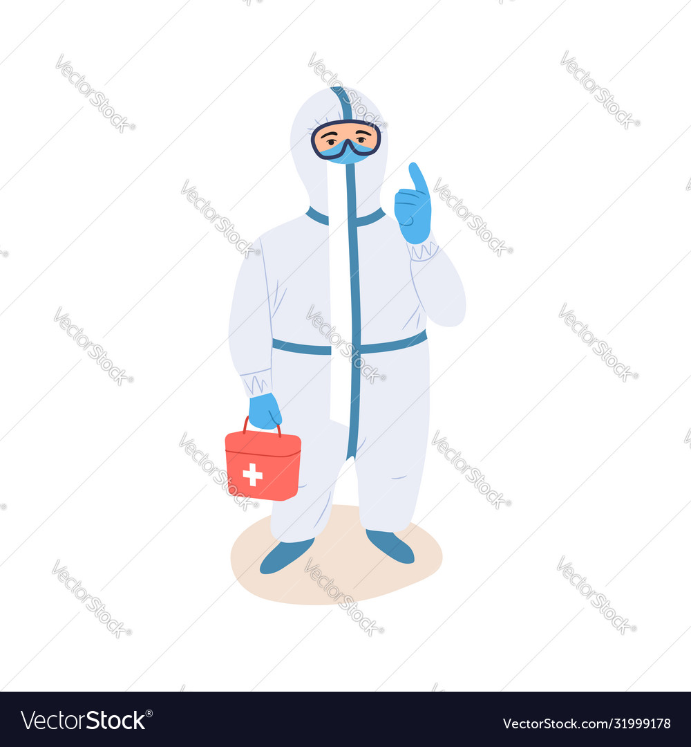 Professional doctor wearing protective suit