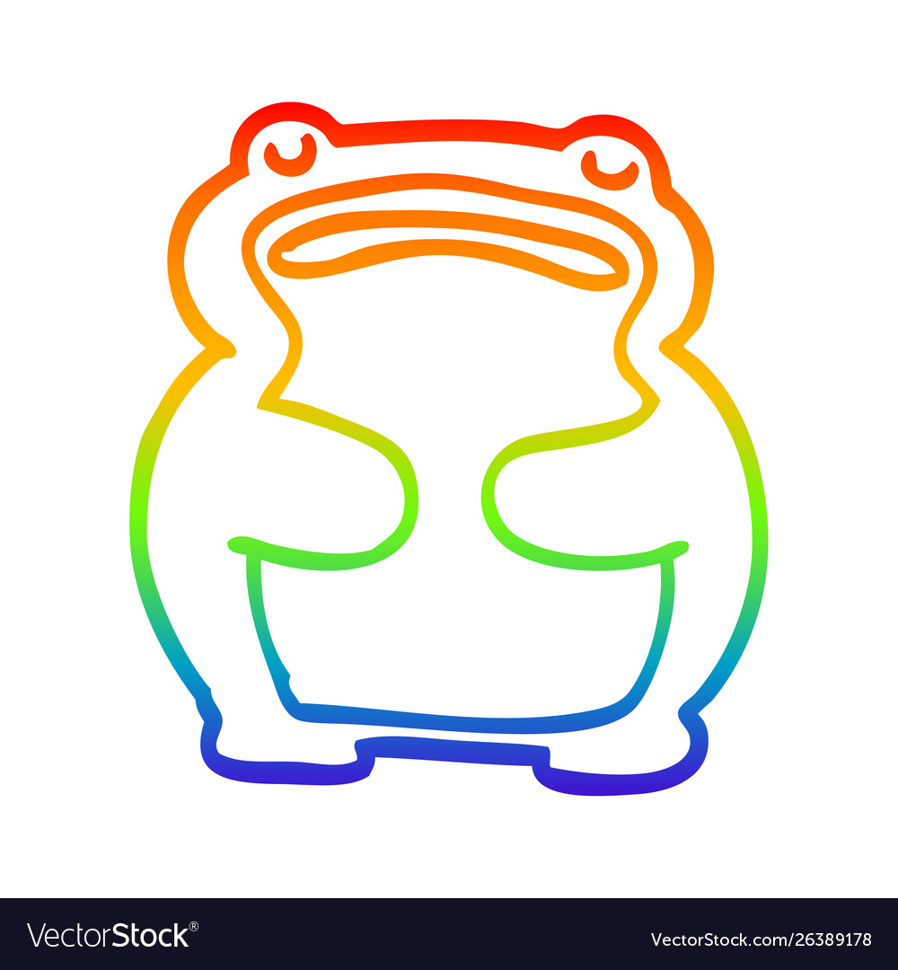 Rainbow gradient line drawing cartoon frog Vector Image