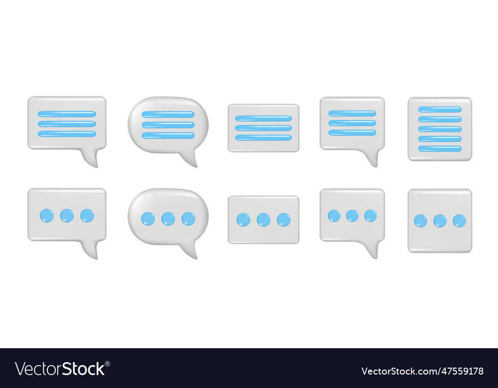 Realistic 3d speech bubble text message box Vector Image