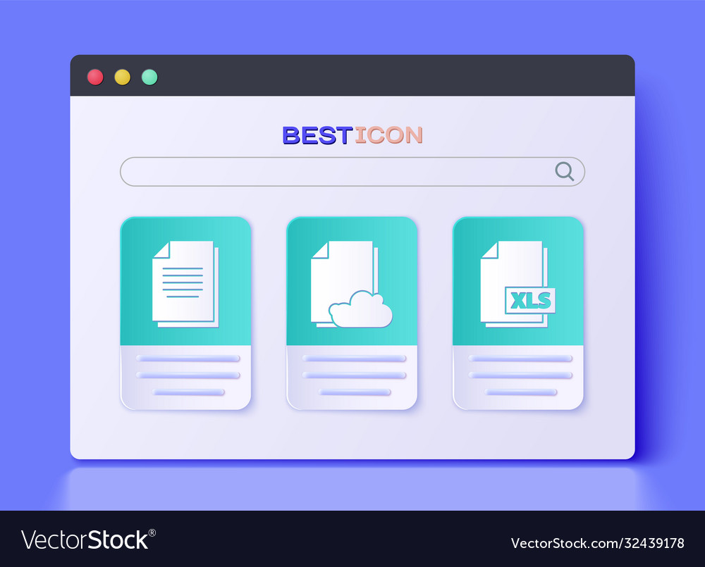 Set cloud storage text document and xls vector image Set cloud storage text document and xls