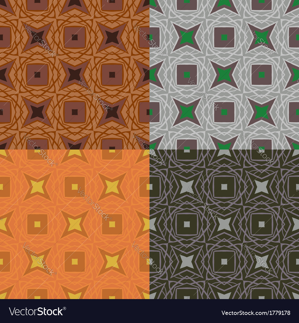 Set of 4 seamless pattern in 1970s style