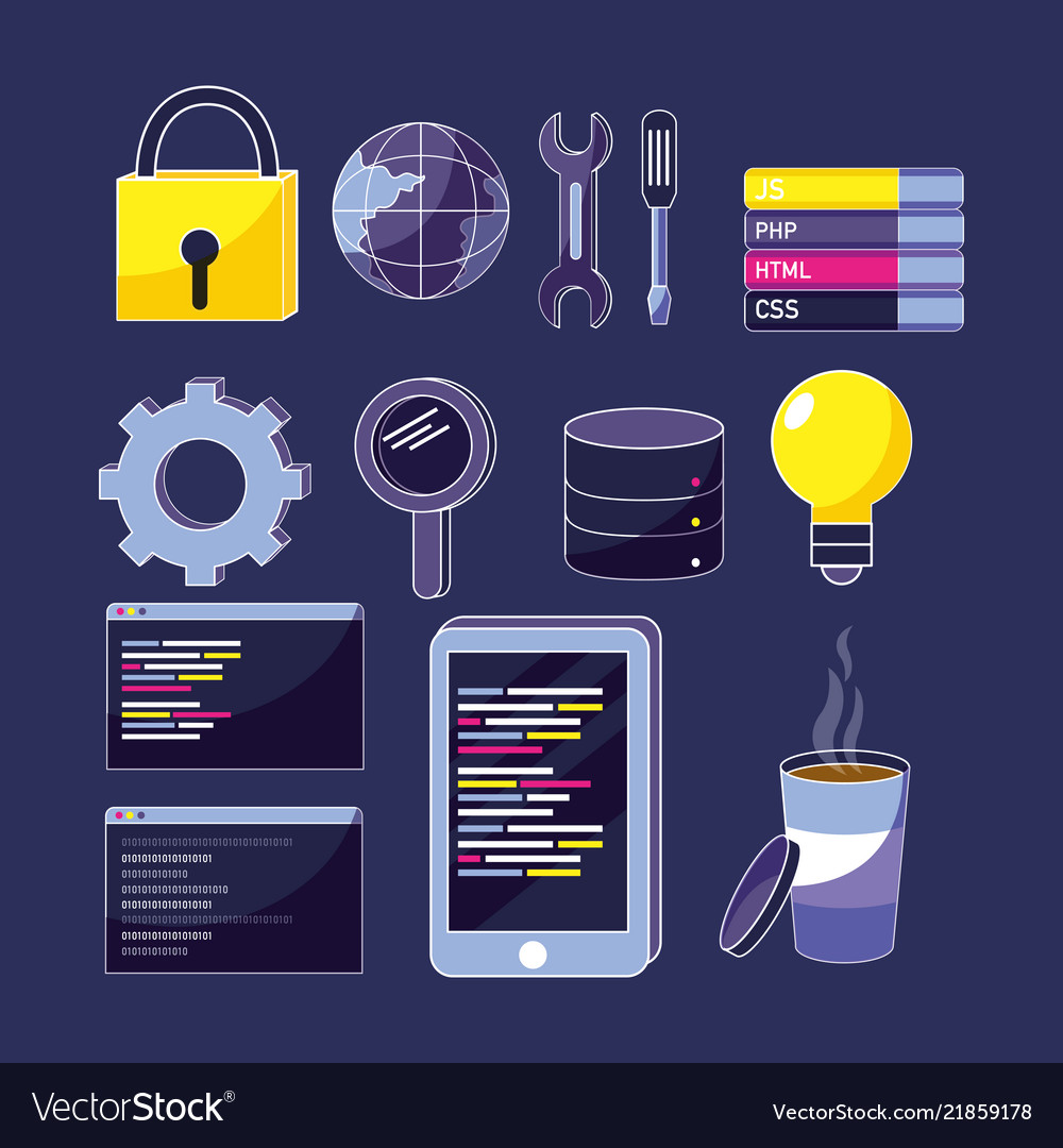 Set of program codes icons