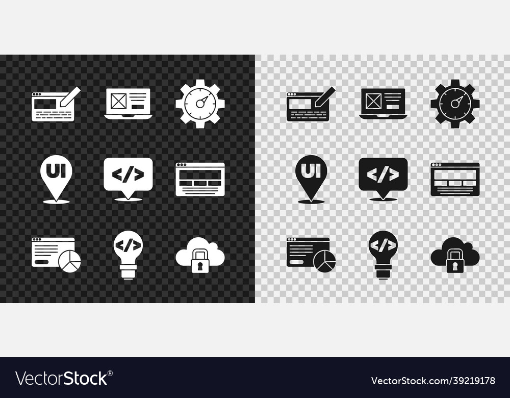 Set ui or ux design website statistic front end vector image Set ui or ux design website statistic front end