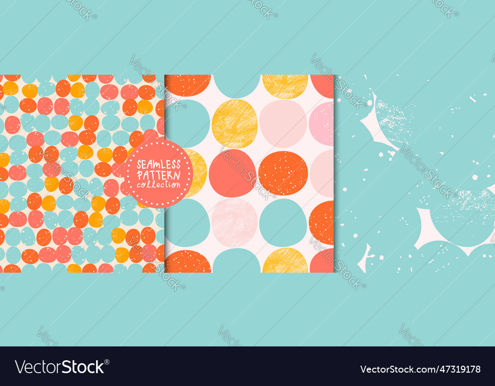 Stylish set with seamless patterns circles vector image Stylish set with seamless patterns circles