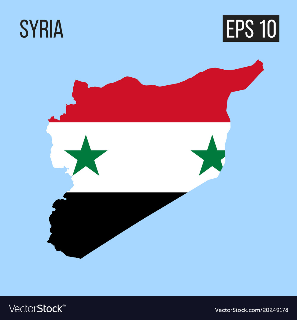 Syria map border with flag eps10