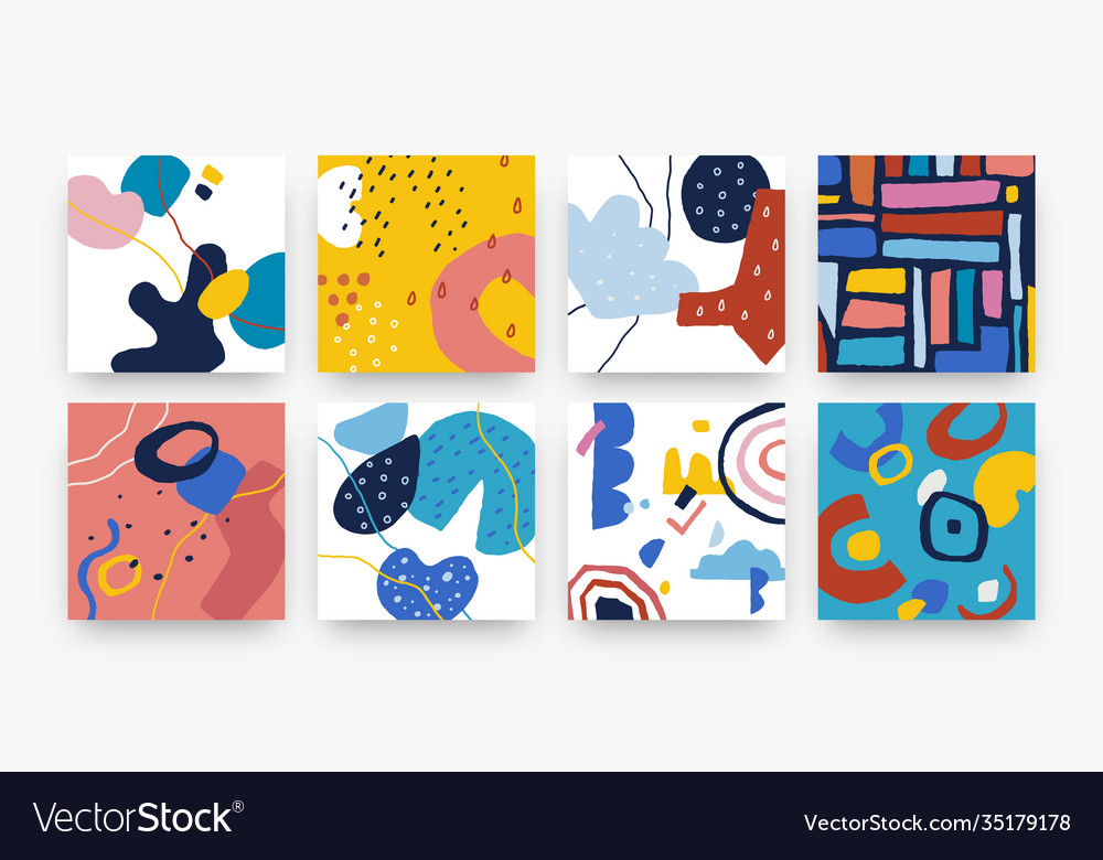 Trendy Doodle Poster Scribble Modern Set Hand Vector Image