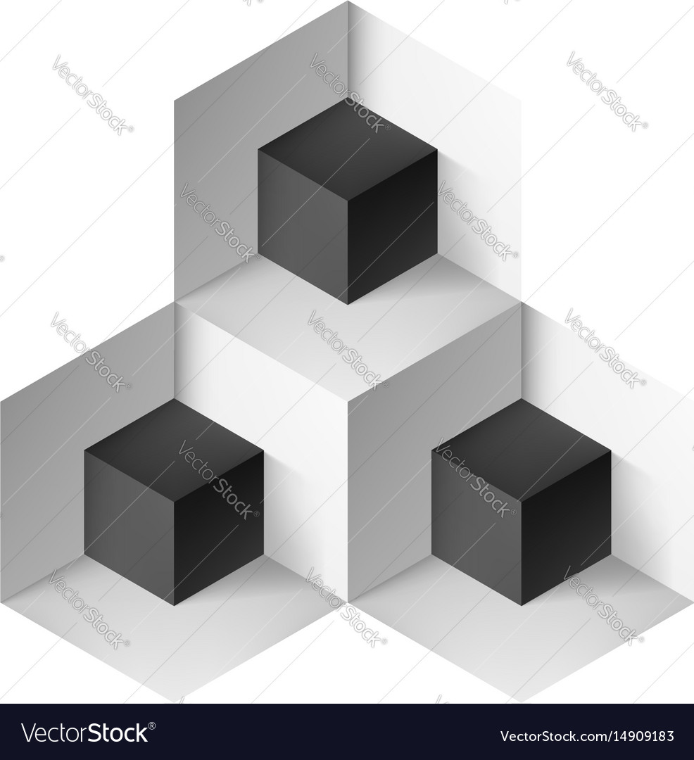 Abstract geometric object with black cubes