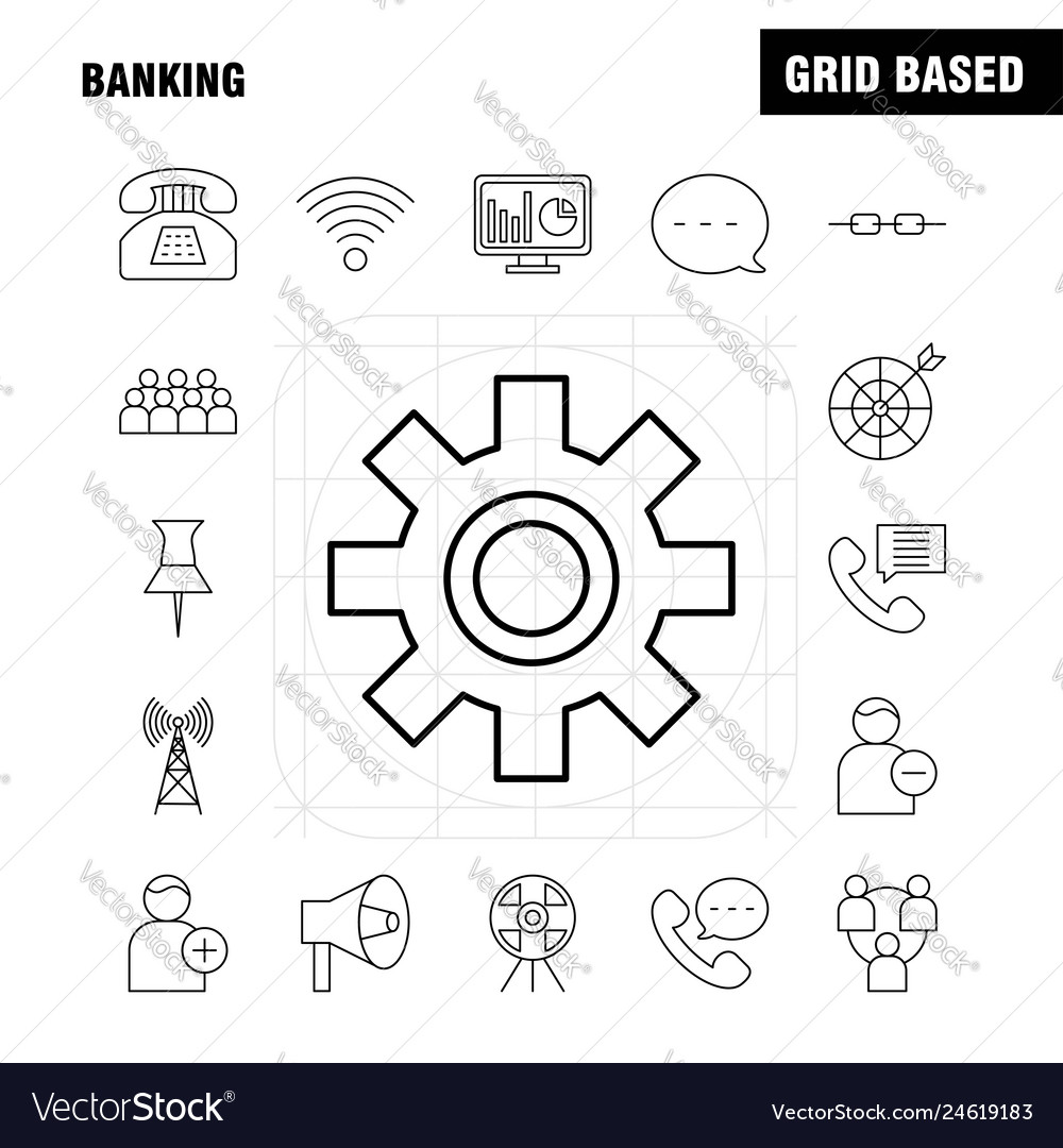 Banking line icon for web print and mobile uxui vector image Banking line icon for web print and mobile uxui