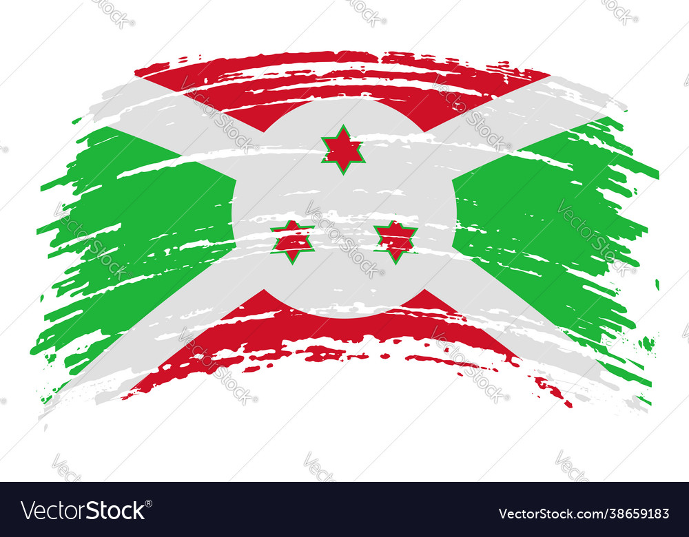 Burundi flag in grunge brush stroke