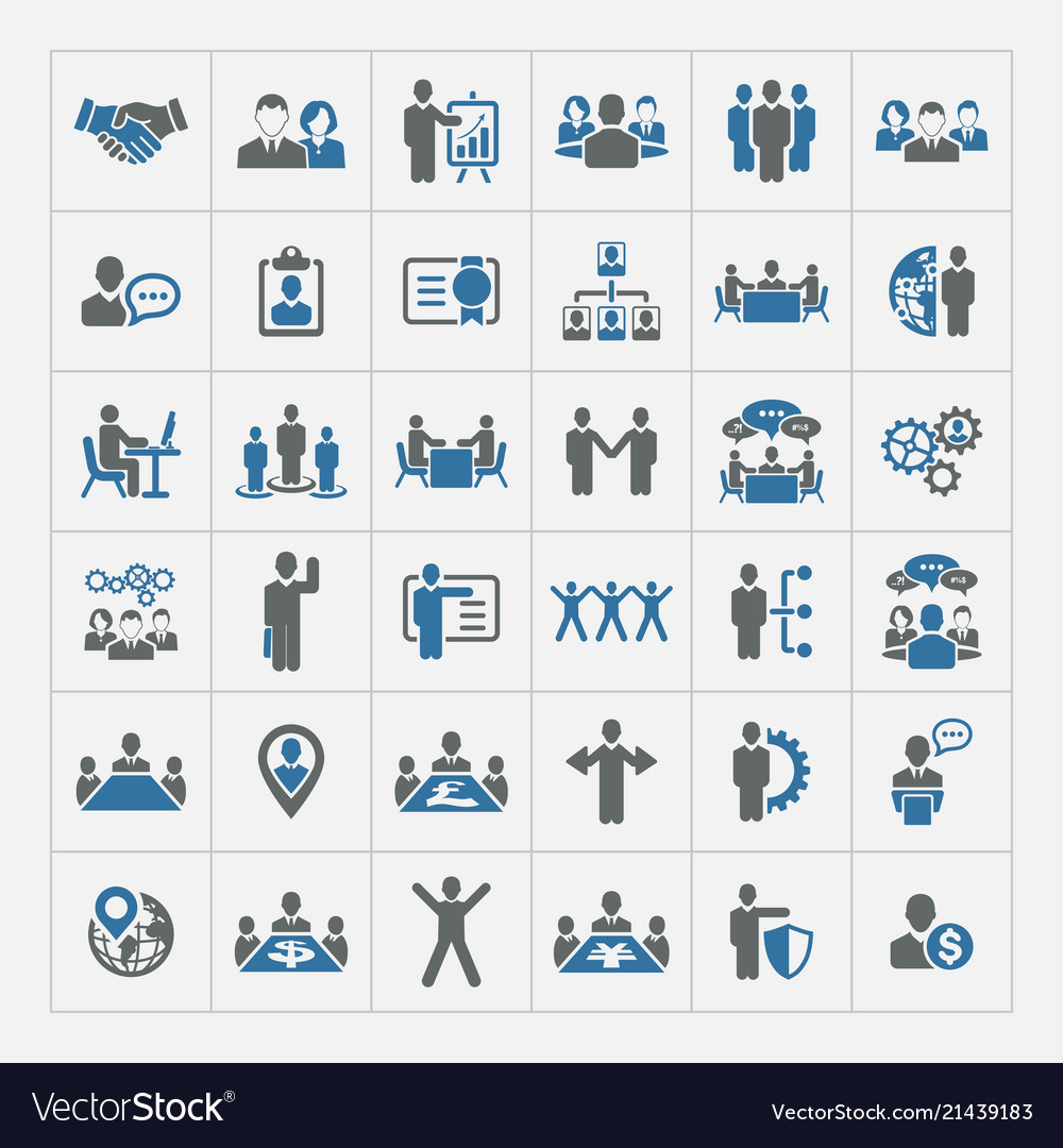 Business management and human resources icon set vector image Business management and human resources icon set