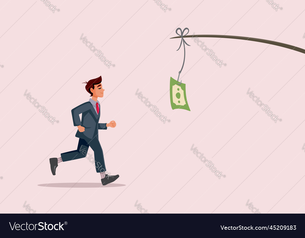 Businessman running after profit promise cartoon Vector Image