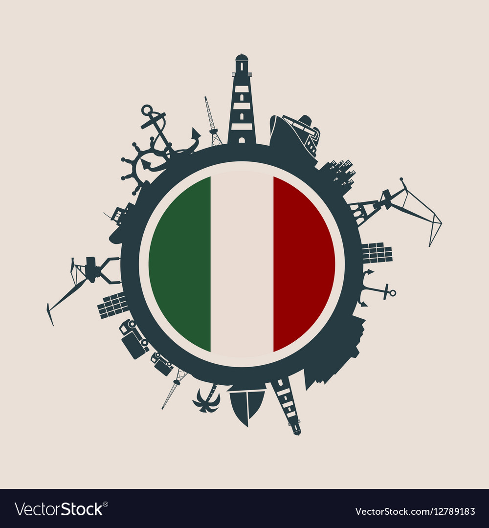 Cargo port relative silhouettes italy flag