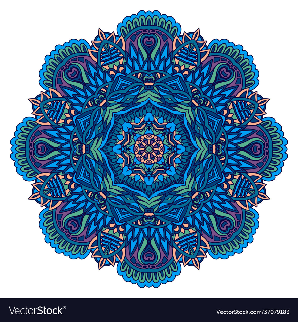 Colorful festival flower ethnic mandala on white vector image Colorful festival flower ethnic mandala on white
