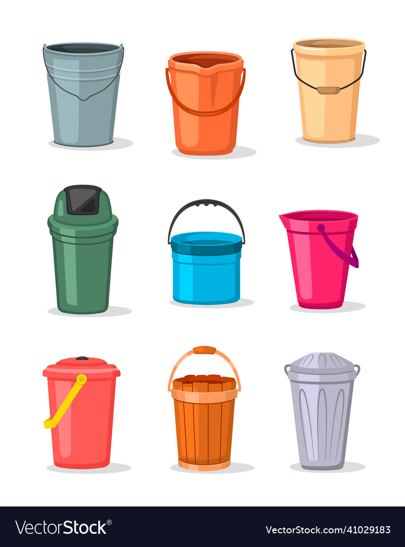 Different empty buckets of bucket Royalty Free Vector Image