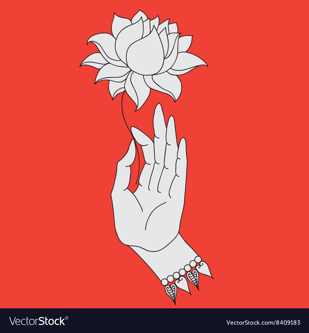 Elegant hand drawn buddha with flower