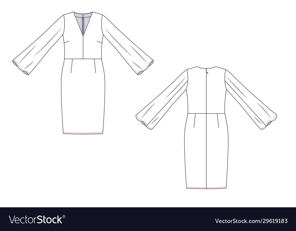 Fashion technical sketch women middle