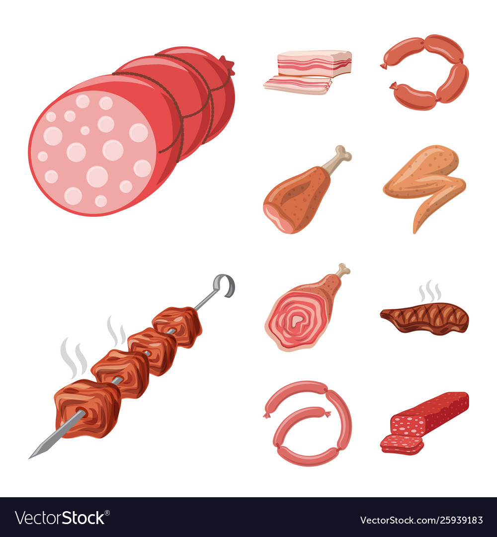 Isolated object meat and ham icon set vector image Isolated object meat and ham icon set