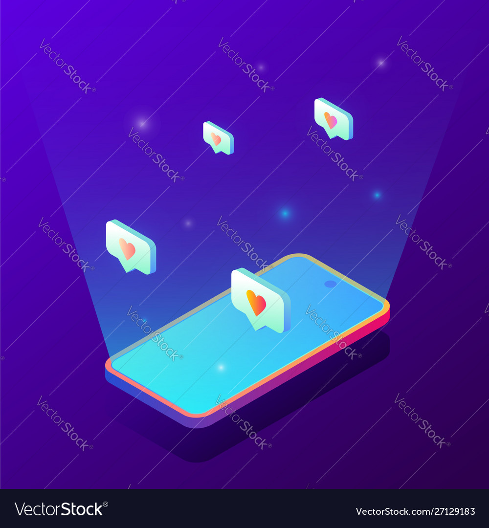Isometric trendy gradient like icon app interface Vector Image Isometric trendy gradient like icon app interface