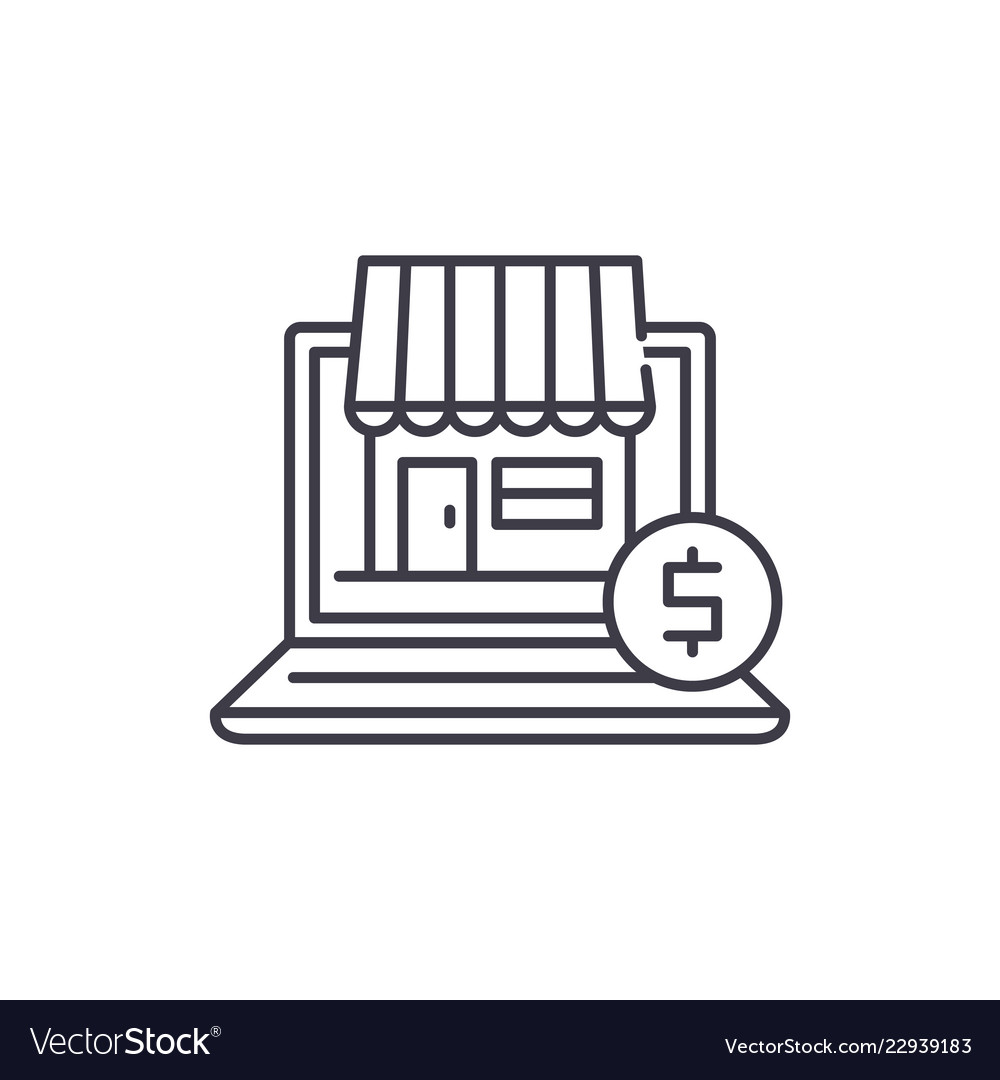 Online commerce line icon concept