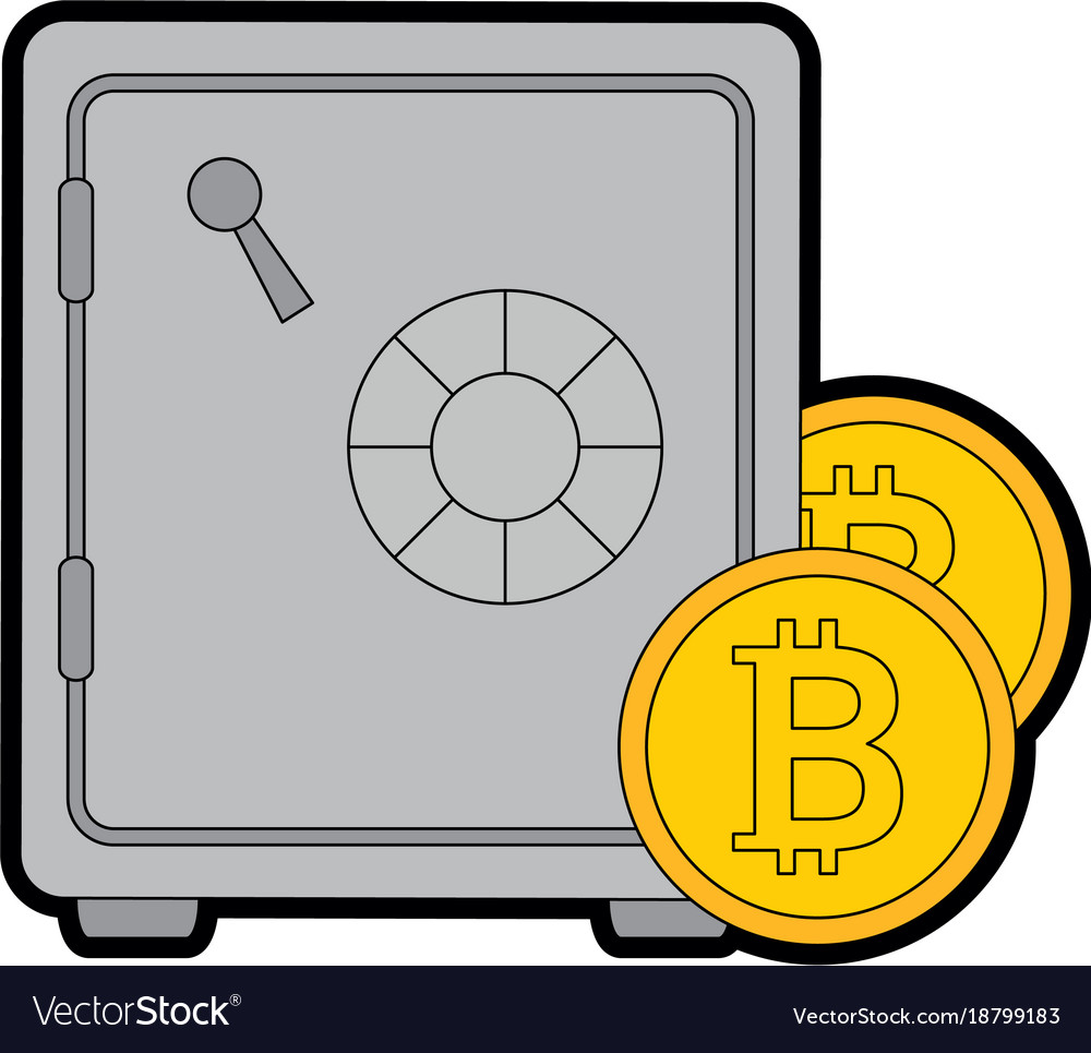 Safe box with bitcoin isolated icon