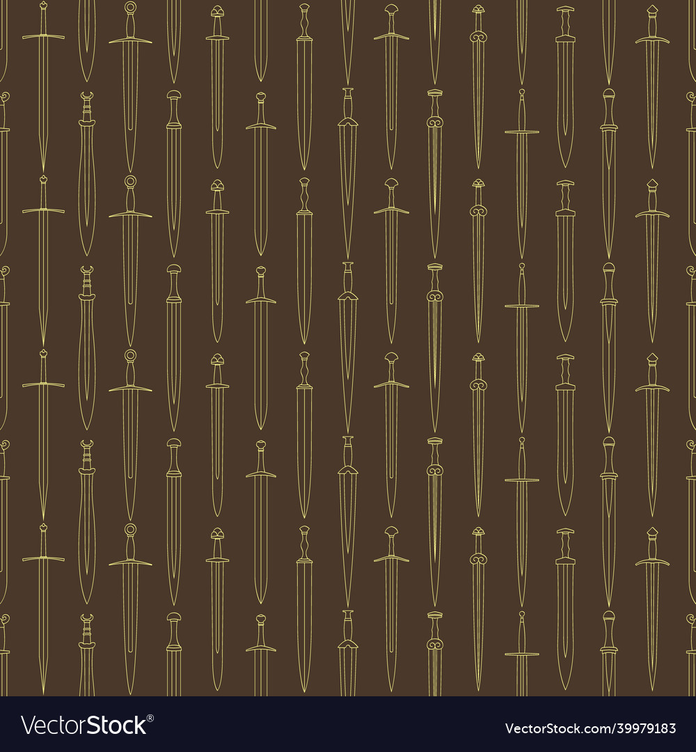 Seamless pattern with ancient swords