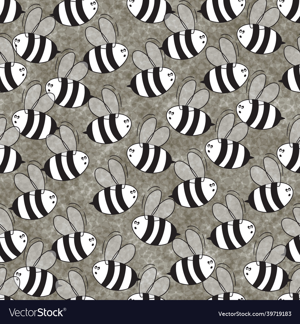 Seamless pattern with bees on color polka dots