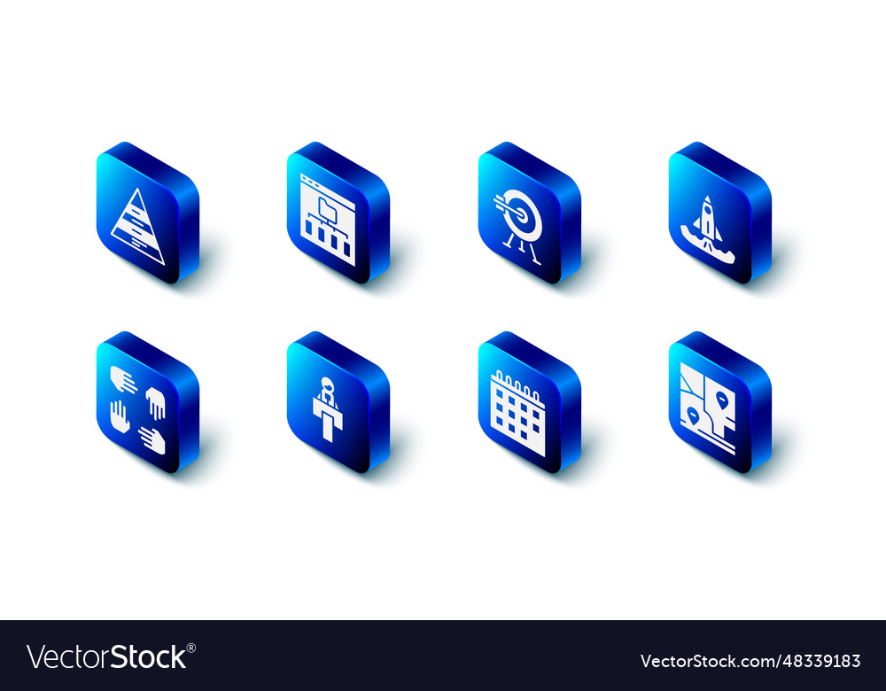 Set browser files target with arrow rocket folded vector image Set browser files target with arrow rocket folded